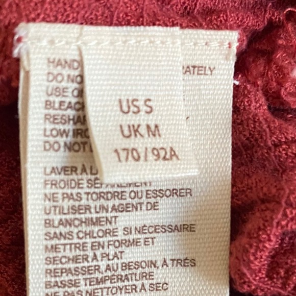 Free People Serafina Embroidered Peasant Blouse Red Long Sleeve Size Small - Picture 8 of 9